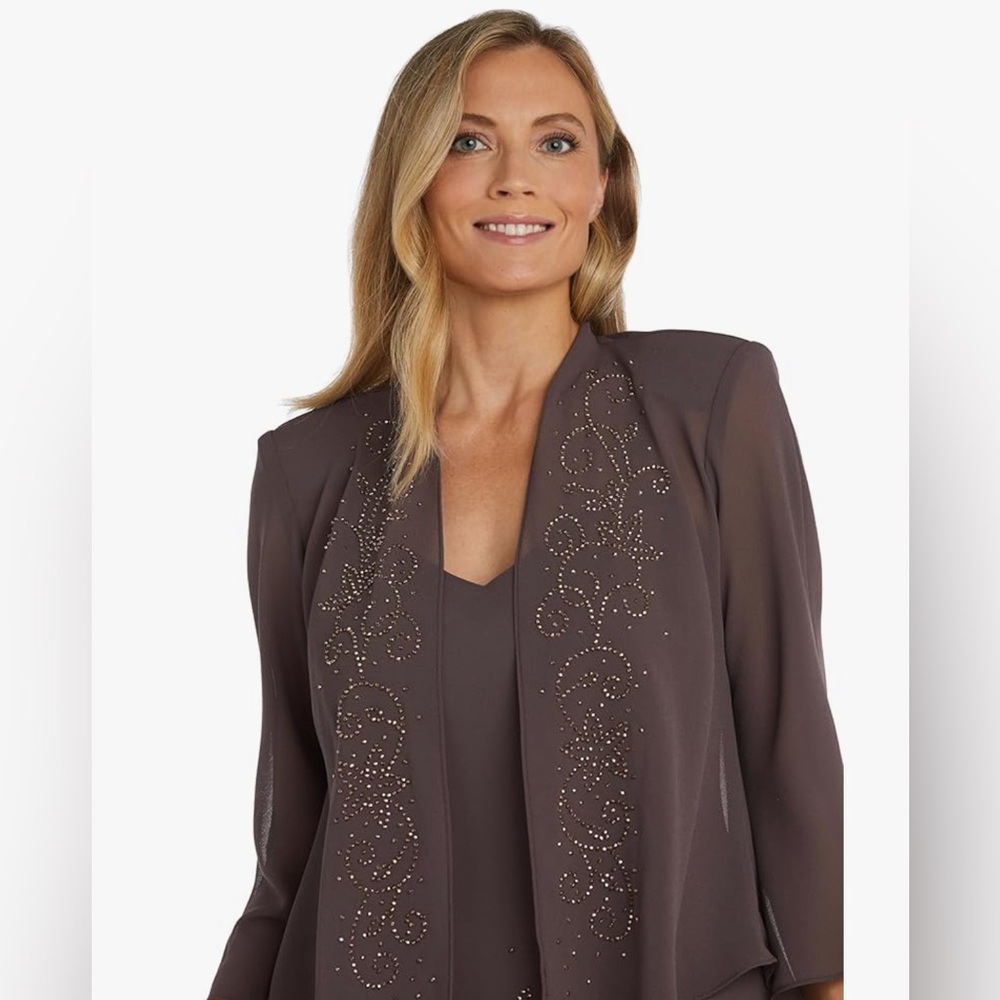 R&M Richards Brown Embellished Blazer